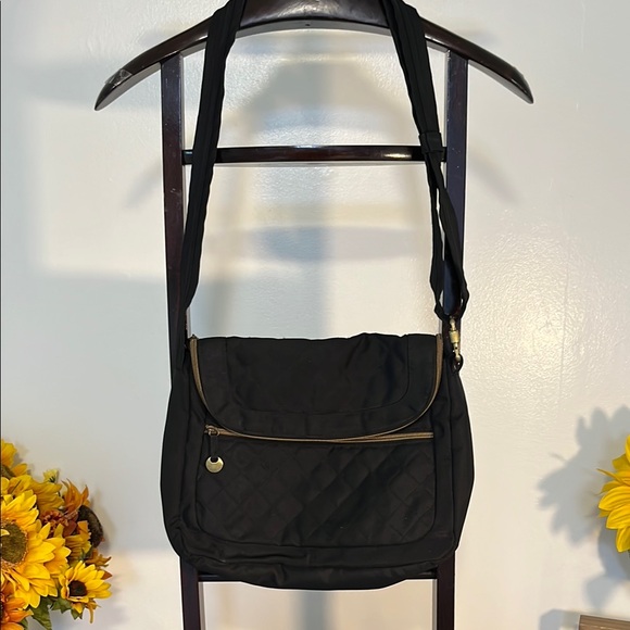 Travelon Handbags - Travelon Black and Gold Crossbody Bag with Adjustable Strap